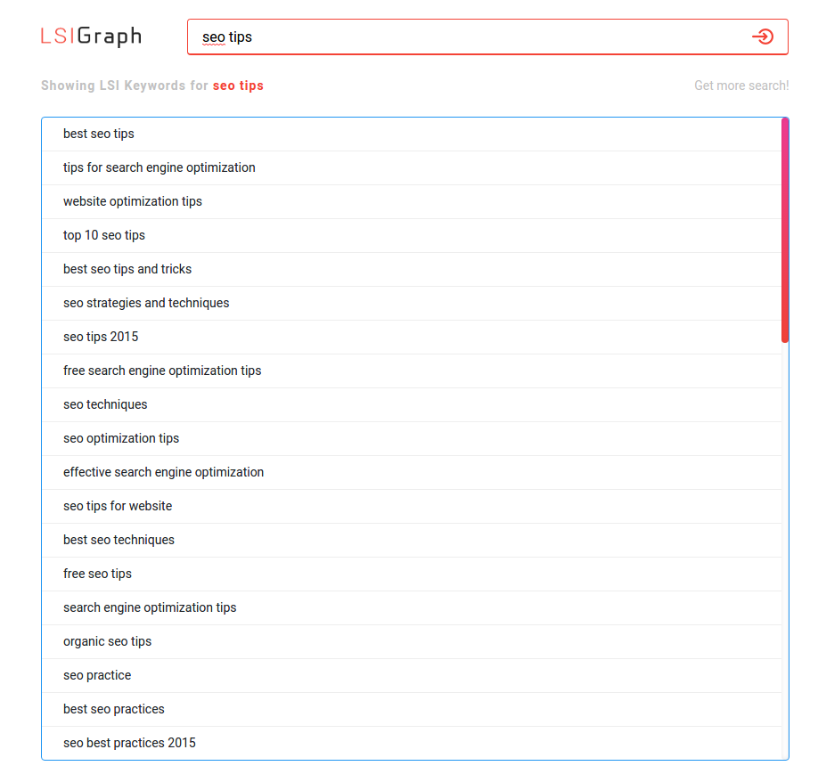 LSI keyword tool LSIGraph