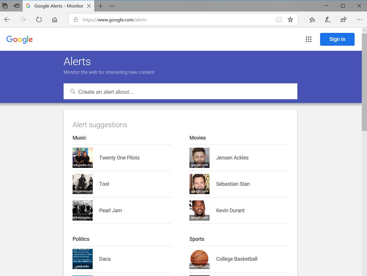 New Google Alerts 2019