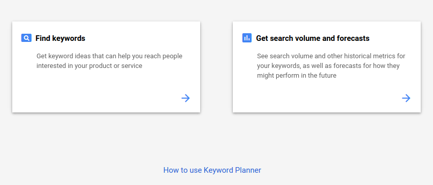 Open Google Keyword Planner Tool